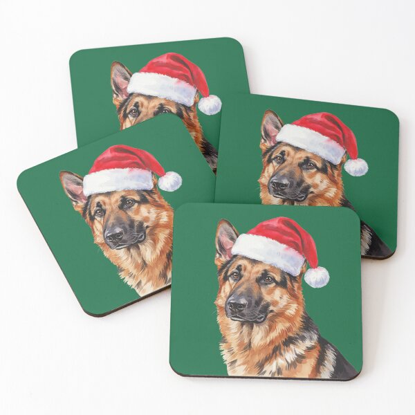 Item preview, German Shepherd Wearing a Santa Hat designed and sold by theartfulaspie.