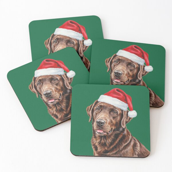 Item preview, Chocolate Labrador Retriever Wearing a Santa Hat designed and sold by theartfulaspie.