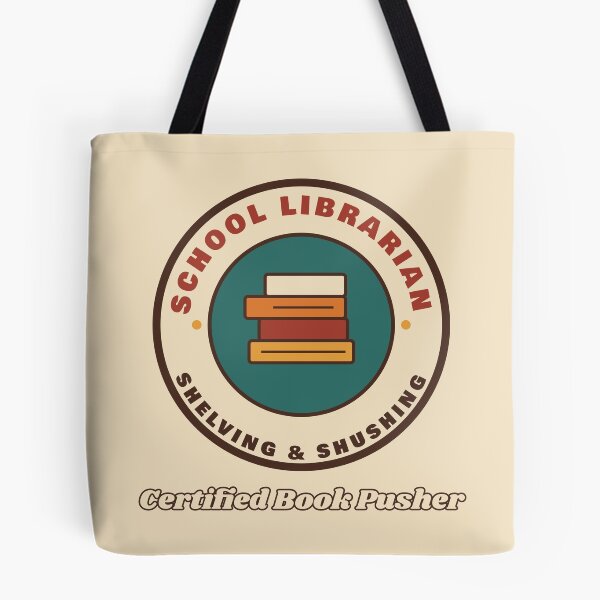 Item preview, School Librarian Certified Book Pusher Retro Badge designed and sold by Walli's.