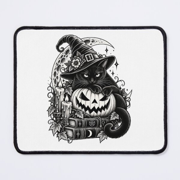 Item preview, Sinister Black Cat on a Pumpkin – Gothic Halloween Witch Art designed and sold by Twixly.