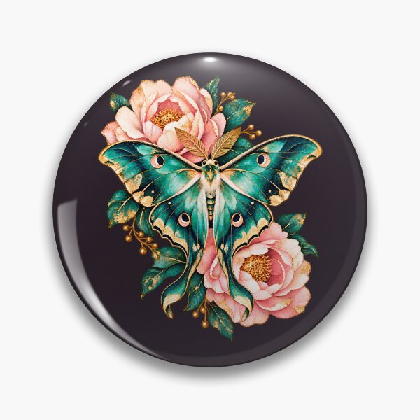 Item preview, Emerald Moth Among Pink Peonies designed and sold by ImagenFusionP.