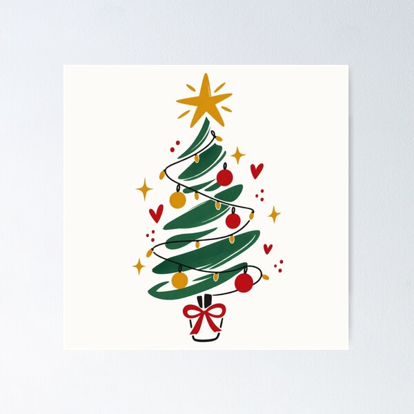 Item preview, Minimalist Christmas Tree Doodle Cute Festive Holiday Art designed and sold by QCena.