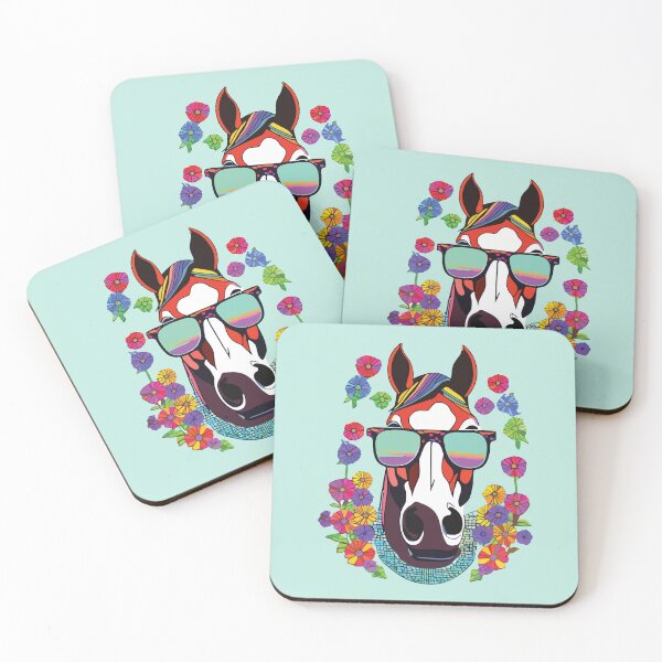 Item preview, Cool Mosaic Horse with Sunglasses and Flowers designed and sold by designmari.