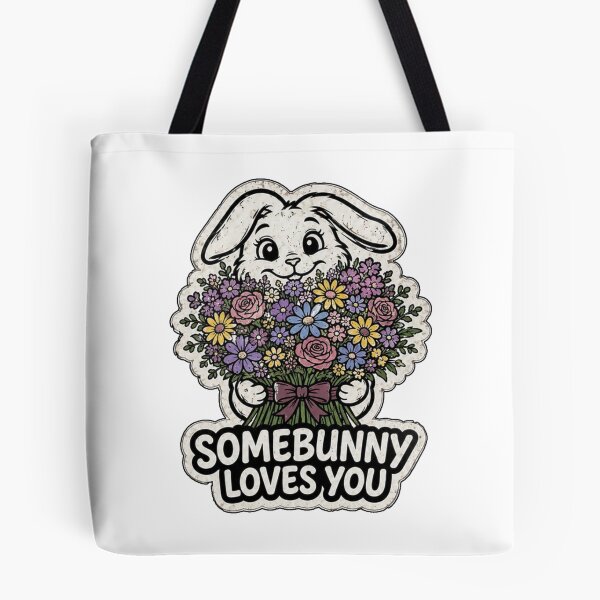 Item preview, SomeBunny Loves You Cute Bunny Flower Sticker designed and sold by bunnymode.