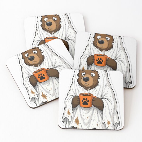 Item preview, Funny Ghost Grizzly Bear Drinking Coffee – Relatable Halloween designed and sold by MFMart.