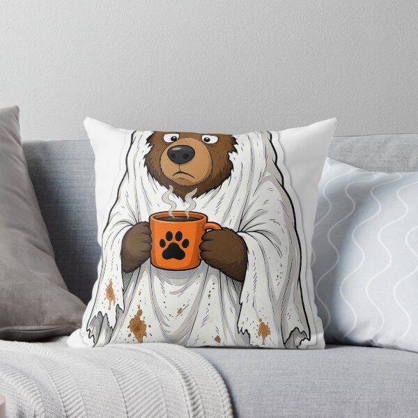 Item preview, Funny Ghost Grizzly Bear Drinking Coffee – Relatable Halloween designed and sold by MFMart.