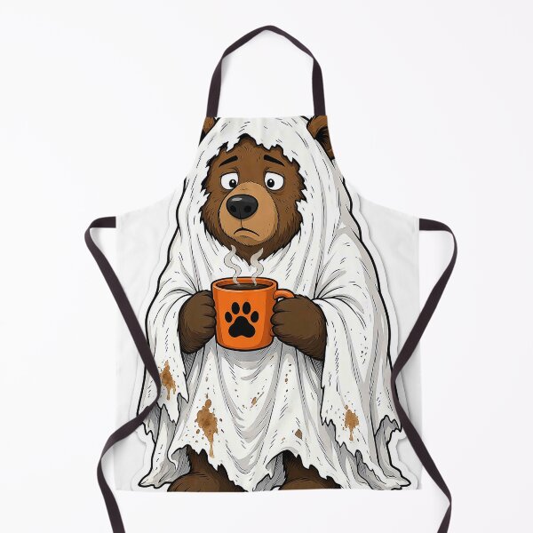 Item preview, Funny Ghost Grizzly Bear Drinking Coffee – Relatable Halloween designed and sold by MFMart.