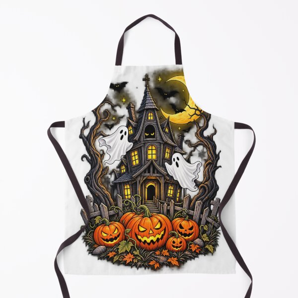 Item preview, Haunted House with Ghosts, Jack O Lanterns and Crescent Moon designed and sold by Eman_Studio.
