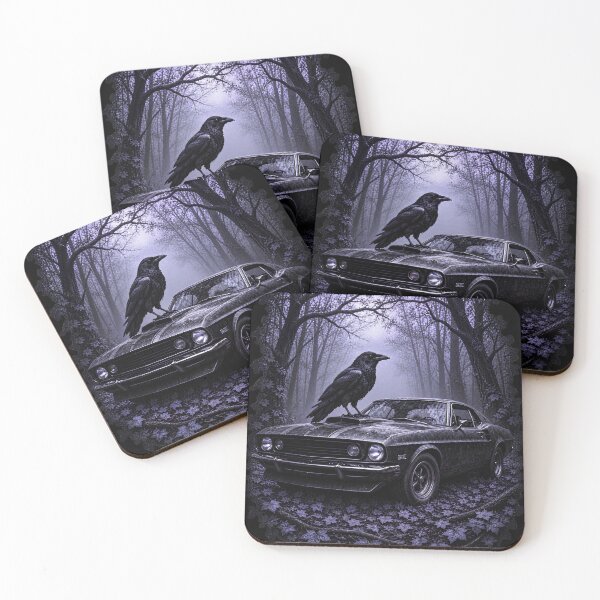 Item preview, Raven Muscle Car – Classic American Car in Gothic Forest designed and sold by SVALANART.