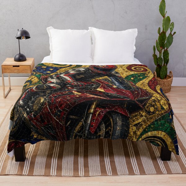 Item preview, Mitchk Golden Mosaic – Motorcycle Rider in a Klimt-Inspired Gold and Jewel-Tone Mosaic designed and sold by KGOart.