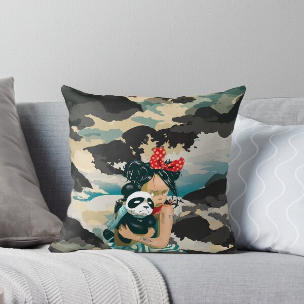 Item preview, Anime Girl Holding Panda Plush Cloudy Sky Art designed and sold by Lunat1kk.