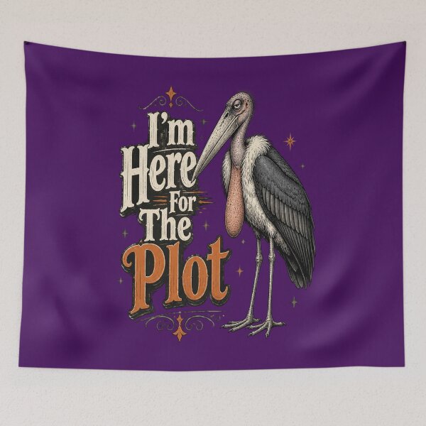 Item preview, Marabou Stork Shirt - I'm Here For The Plot - Funny Halloween Bird Tee - Gothic Undertaker Bird Apparel designed and sold by Max Store.