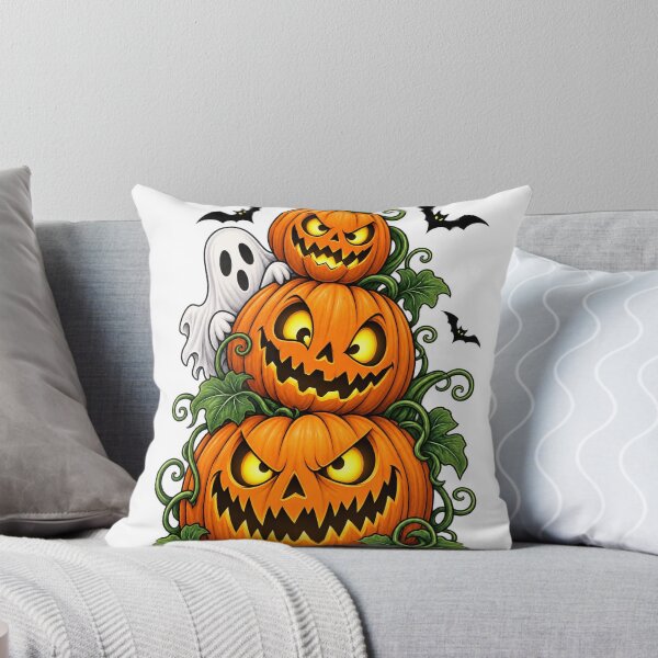 Item preview, Stacked Jack O Lanterns with Peeking Ghost Halloween Pumpkins designed and sold by Eman_Studio.