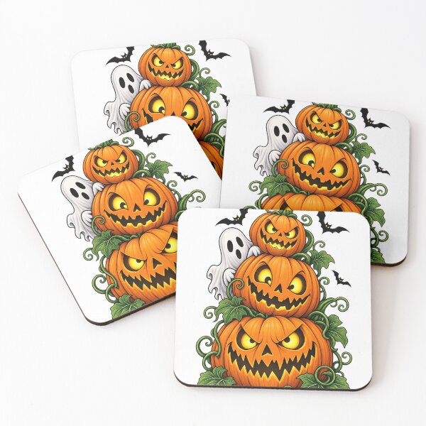 Item preview, Stacked Jack O Lanterns with Peeking Ghost Halloween Pumpkins designed and sold by Eman_Studio.