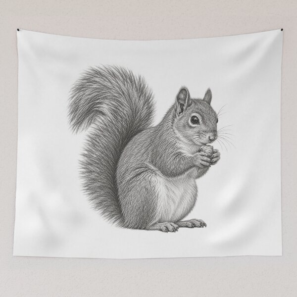 Item preview, Realistic Squirrel Pencil Drawing Transparent background – Black and White Woodland Wildlife Art  designed and sold by compugrove.