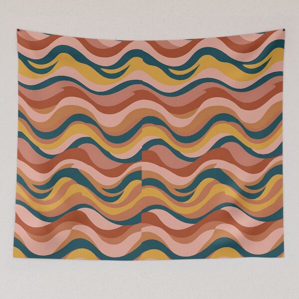 Item preview, Seamless Minimalist Color Block Wave Pattern designed and sold by wallpapersarts.
