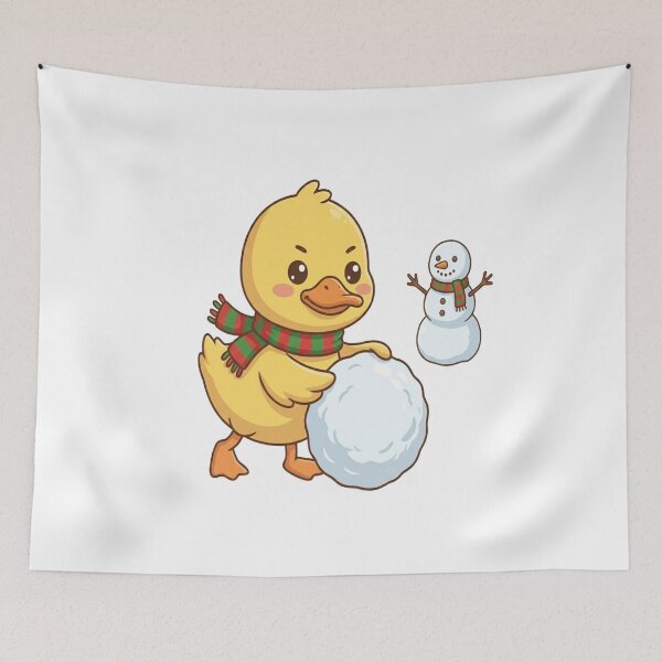 Item preview, Cute Winter Duck Snowman Snowball designed and sold by Ella_Sketch.