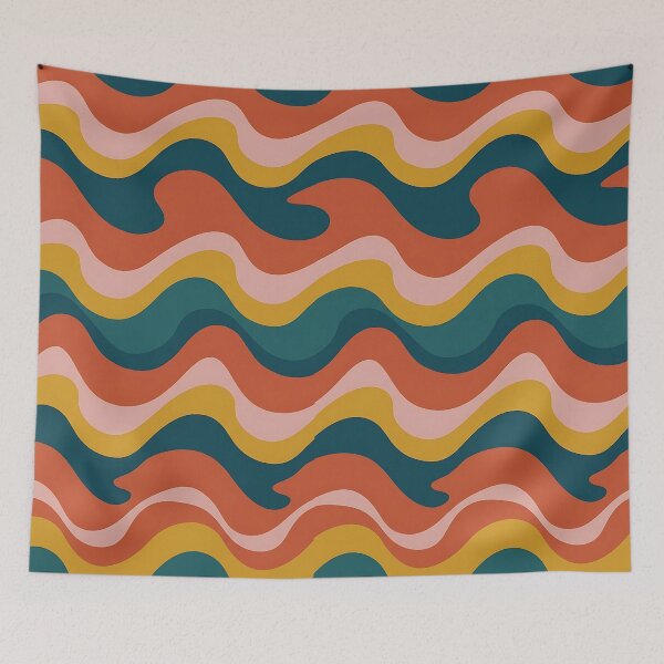 Item preview, Seamless Minimalist Color Block Wave Pattern designed and sold by wallpapersarts.