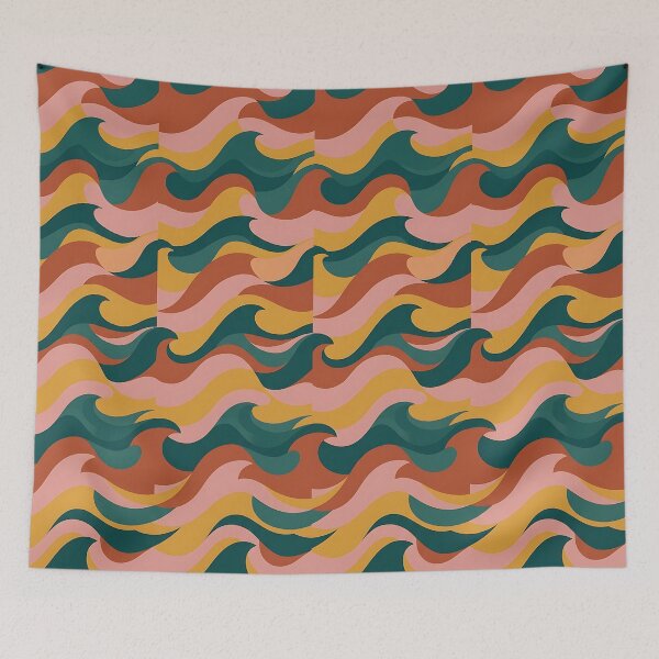 Item preview, Seamless Minimalist Color Block Wave Pattern designed and sold by wallpapersarts.