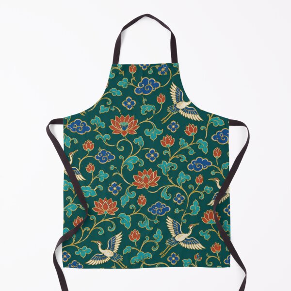 Item preview, Cloisonne Enamel Pattern | Chinese Lotus, Cranes and Scrolling Vines in Turquoise and Gold designed and sold by StickyGuys.