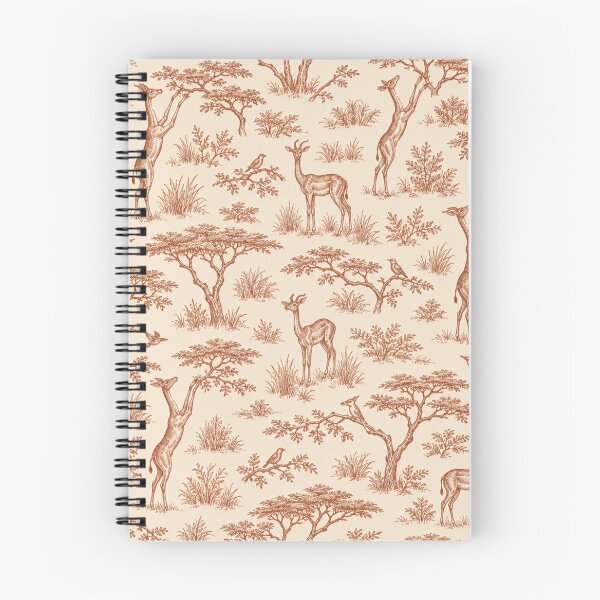 Item preview, Gerenuk Safari Toile Pattern | Long Necked Antelopes and Acacia Trees in Terracotta Toile de Jouy designed and sold by StickyGuys.