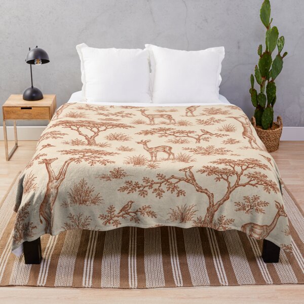 Item preview, Gerenuk Safari Toile Pattern | Long Necked Antelopes and Acacia Trees in Terracotta Toile de Jouy designed and sold by StickyGuys.