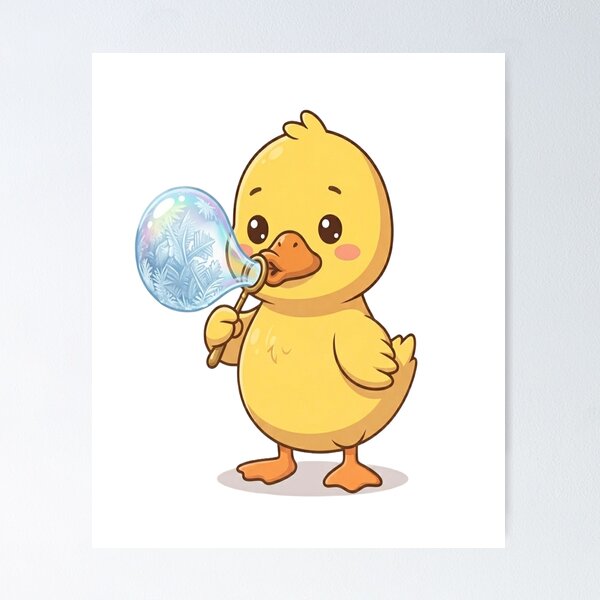 Item preview, Cute Duck Blowing Ice Bubble designed and sold by Ella_Sketch.