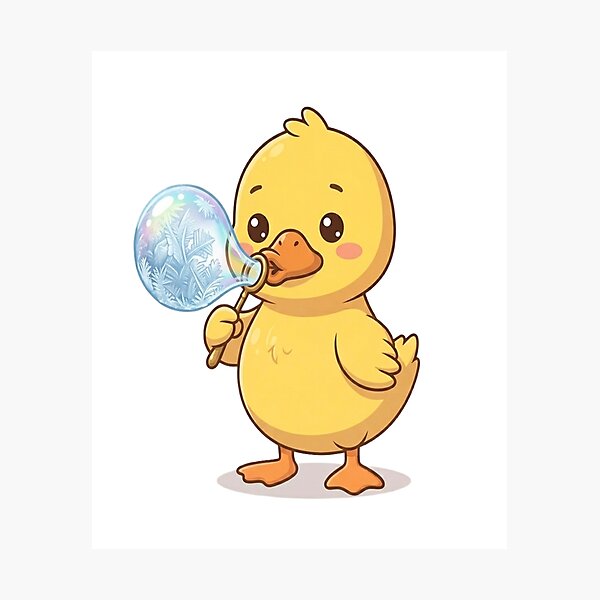 Item preview, Cute Duck Blowing Ice Bubble designed and sold by Ella_Sketch.