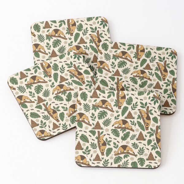 Item preview, Tamandua Jungle Pattern | Little Tree Anteaters with Termite Mounds and Leaves designed and sold by StickyGuys.