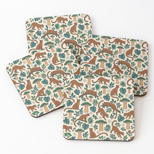 Item preview, Fossa Madagascar Pattern | Russet Predators with Baobab Trees and Tropical Leaves designed and sold by StickyGuys.