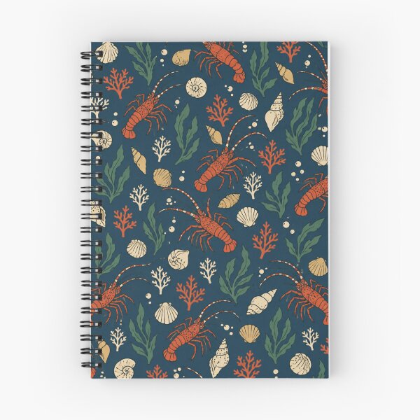 Item preview, Spiny Lobster Seafood Pattern | Rock Lobsters with Seashells, Coral and Seaweed on Navy designed and sold by StickyGuys.