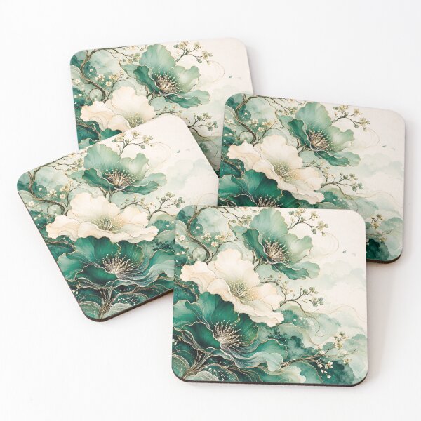 Item preview, Jade & Cream Wild Blossoms  designed and sold by WeaveSphere.