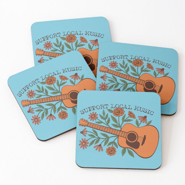 Item preview, Support Local Music – Retro Wildflower Acoustic Guitar designed and sold by EMWorks-Ink.