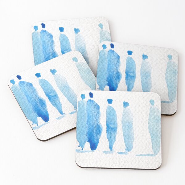 Item preview, Standing Figures in Blue | Minimalist Abstract Watercolor designed and sold by AngelaMarieArt.