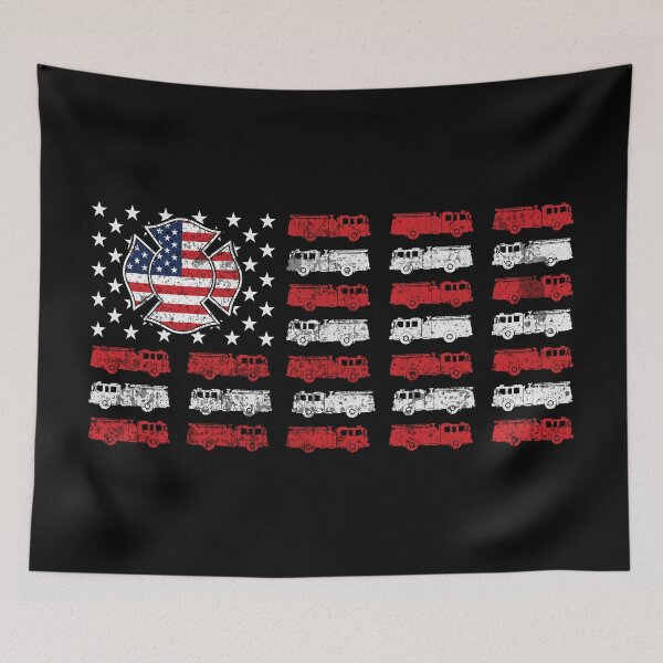 Item preview, Vintage American Flag Fire Trucks - Retro Firefighter designed and sold by Marshallamoakohene.
