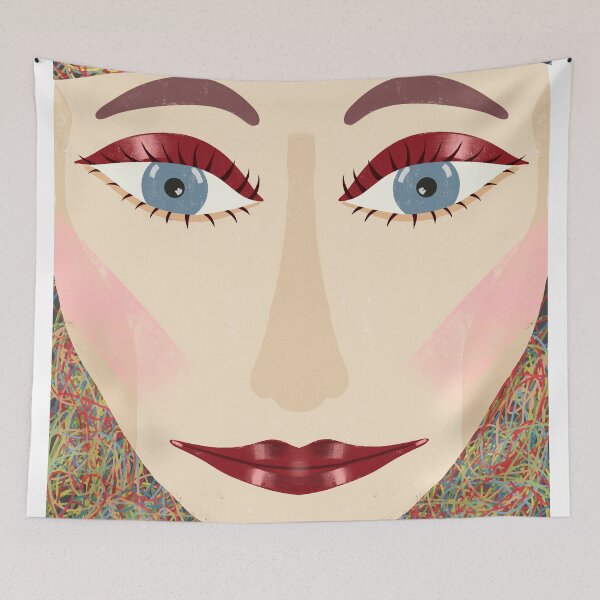 Item preview, A woman’s face with colourful hair designed and sold by byArek.