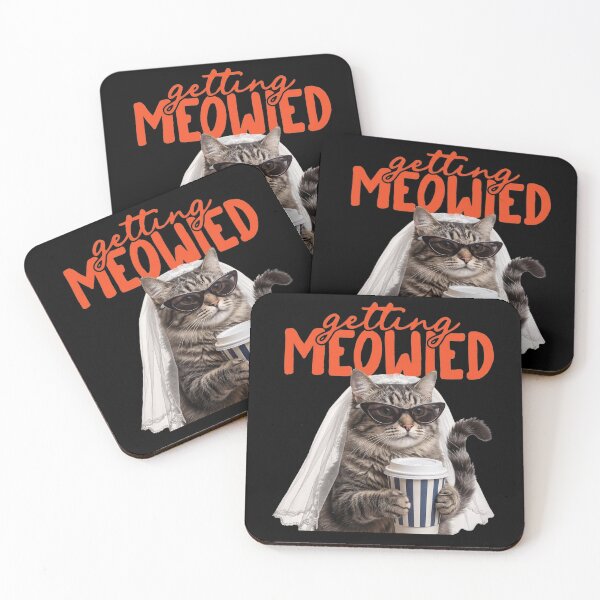 Item preview, Getting Meowied Photorealistic Coffee Cat Bride Pun designed and sold by Designart68.