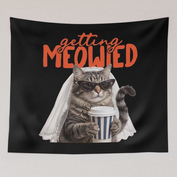 Item preview, Getting Meowied Photorealistic Coffee Cat Bride Pun designed and sold by Designart68.