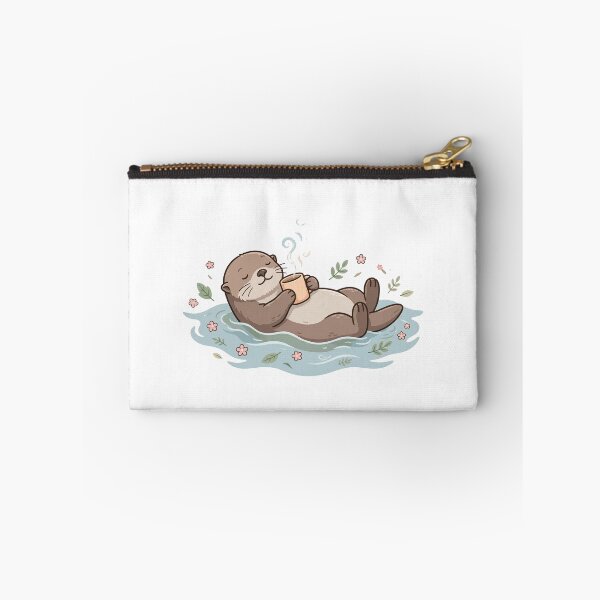 Item preview, Calm Otter Floating With Warm Mug Self Care designed and sold by Wild Shades.