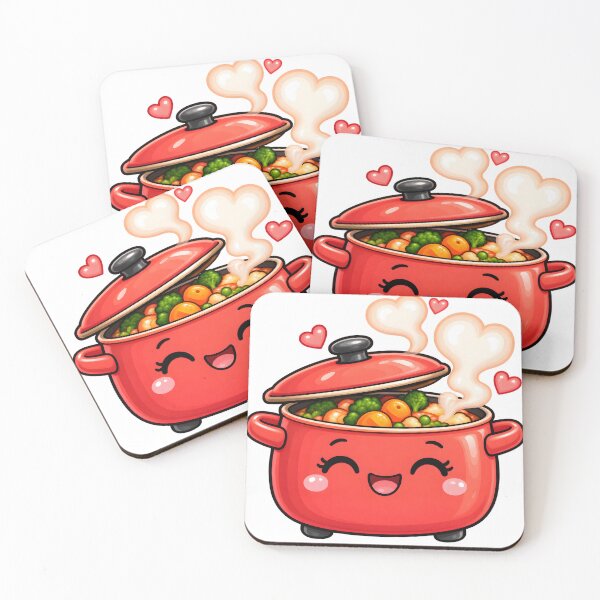 Item preview, Cute Kawaii Red Cooking Pot with Heart-Shaped Steam designed and sold by TinyWeird.