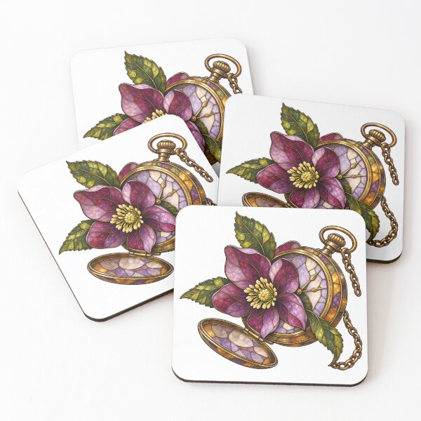 Item preview, Hellebore Pocket Watch Stained Glass Bloom designed and sold by Drip stamp.
