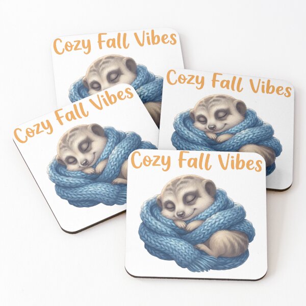 Item preview, Cozy Fall Vibes Meerkat Art - Cute Sleeping Scarf Wildlife Design designed and sold by ChameleonStars.