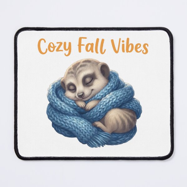 Item preview, Cozy Fall Vibes Meerkat Art - Cute Sleeping Scarf Wildlife Design designed and sold by ChameleonStars.