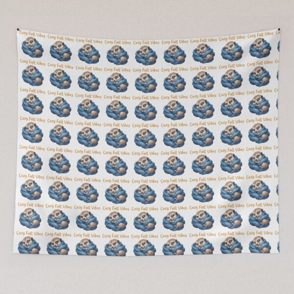 Item preview, Cozy Fall Vibes Meerkat Art - Cute Sleeping Scarf Wildlife Design designed and sold by ChameleonStars.