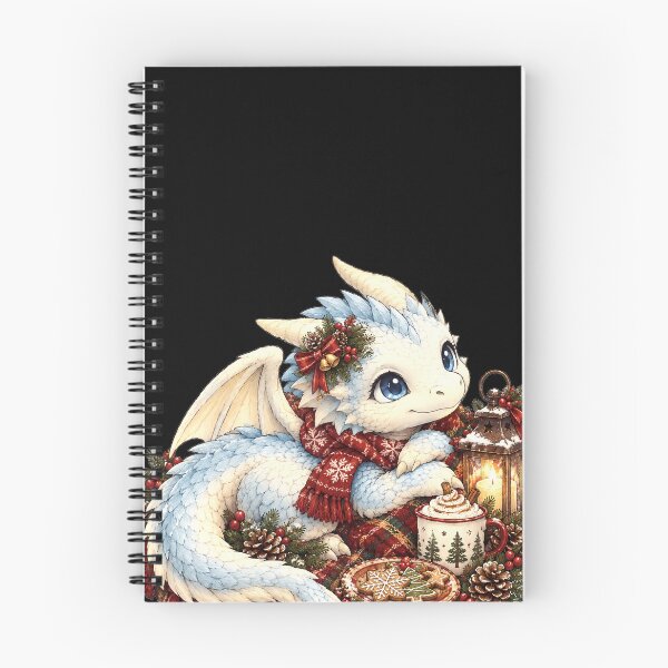 Item preview, Cozy Winter White Dragon with Hot Cocoa and Christmas Cookies designed and sold by Hatchling Hollow.