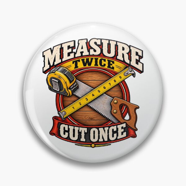 Item preview, Measure Twice Cut Once Woodworker Carpenter Saw Tape Measure Vintage designed and sold by Photo-Sphere101.