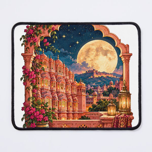 Item preview, Jaipur Under a Dreaming Moon Vintage Art designed and sold by MysticCanvasAi.