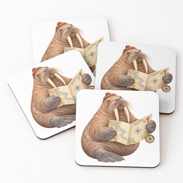 Item preview, Walrus Reading a Folded Coastal Map designed and sold by Drip stamp.