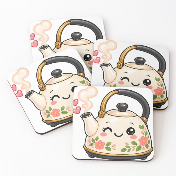 Item preview, Cute Kawaii Floral Tea Kettle with Heart-Shaped Steam designed and sold by TinyWeird.