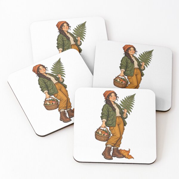 Item preview, Mushroom Forager Woodland Linocut Portrait designed and sold by Drip stamp.